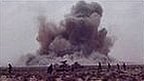 Plumes of smoke after the Nato attack on rebel forces