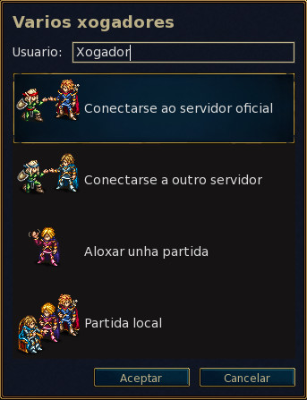 Diálogo para partidas de varios xogadores